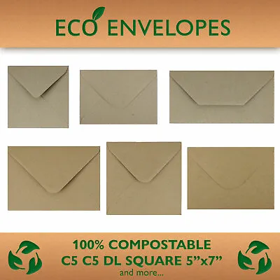 Kraft Brown Envelopes C5 C6 DL Square 110gsm Fleck Craft Cards Paper Recycled • £10