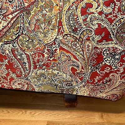 Pottery Barn Caesarea Red Green   Paisley 100% Cotton King  Duvet Reversible • $59.25