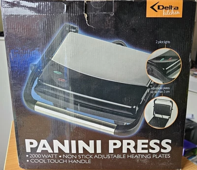£10 • Buy Delta Kitchen Panini Press, UK 3Pin Plug, 2000 Watt, Cool Touch Handle, NonStick
