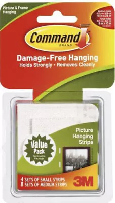 3M Command Picture Hanging Strips Value Pack - 8 X Small 16 X Medium Strips • $11.50