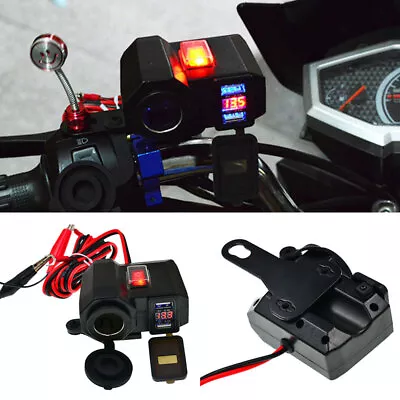 Car Motorcycle Dual USB Phone Charger Switch 12V Cigarette Lighter Waterproof • £12.99