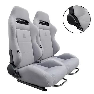 New 1 Pair Tanaka Gray Cloth Racing Seats Reclinable W/ Sliders For Ford * • $286.43