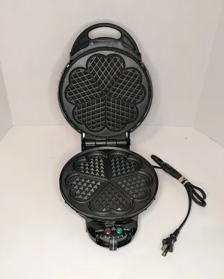 Black VillaWare 2203 Maxi Heart 5 Heart Shape Waffler Waffle Maker ~ Tested!! • $49.99