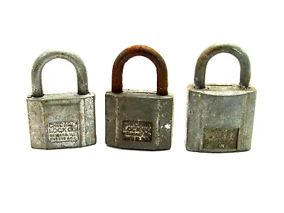 3 Vintage Chicago Lock Co.  Locks / Padlocks 1 Marked USN No Keys  #GS • $16.50