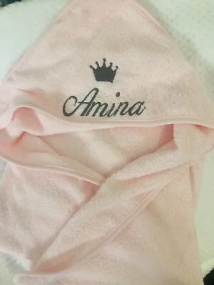 £9.50 • Buy Embroidered Personalised Baby Hooded Towels Blue/pink/white 💙💕