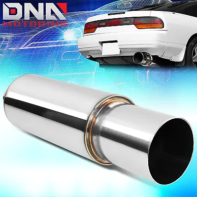 2.5  Inlet 4  Outlet Polished Stainless Steel Exhaust Muffler Round Straight Tip • $32.92