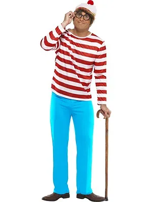 Mens Licensed Wheres Wally Fancy Dress Costume Where's Wally S-XL By Smiffys • £39.99