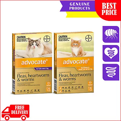 Advocate 6 Pipettes For All Sizes Cats Heartworm Worm Flea Treatment • $84.96