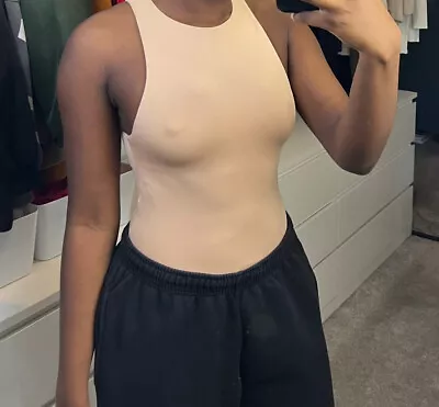 £13.50 • Buy Zara Nude Peach Colour Halter Neck Plain Bodysuit Top