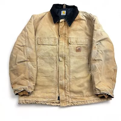 Carhartt Arctic Work Jacket Men’s XL Brown Canvas Quilted Lined Full Zip C26 211 • $67.99