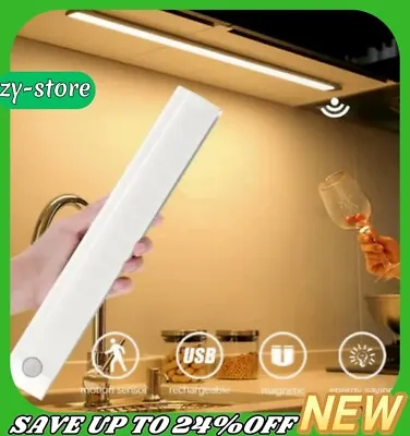 Wireless LED PIR Motion Sensor Light Magnetic Cabinet Closet USB Rechargeable • £5.31