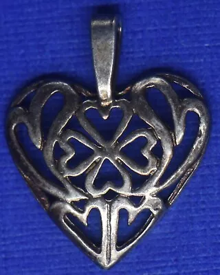 Vintage Sterling Silver- Heart With Four Leaf Clover Charm • $15