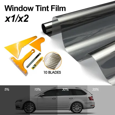 $24.99 • Buy 1/2x Pro Car Home Window Tint Tinting Film Black Roll 5%/15%/30%/35% VLT 76cm*7m