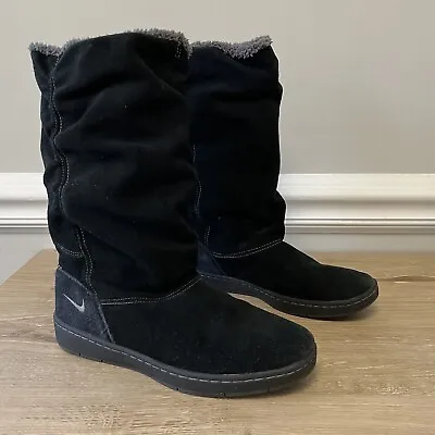 $49.99 • Buy Nike Sneaker Hoodie Black Suede Faux Shearling Lined Boots Size 7.5