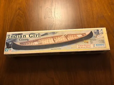 Vintage Indian Girl Canoe 16” All Wood Model Kit By Midwest Products Unopened. • $35