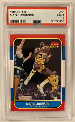 1986 FLEER Basketball #53 MAGIC JOHNSON PSA 9 MINT • $290