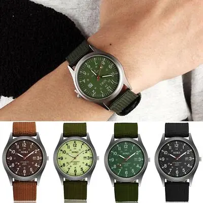 Military Army Mens Date Canvas Strap Analog Quartz Watch Wrist   Gift • $3.63