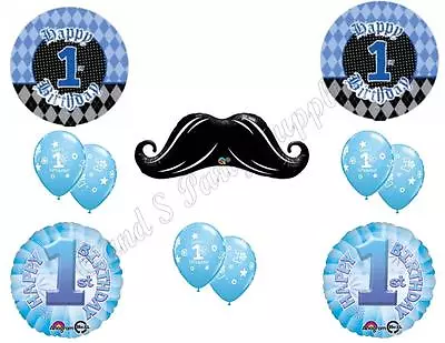 FIRST BIRTHDAY REBEL MUSTACHE Birthday Balloons Decoration Supplies Party Boy • $18.50