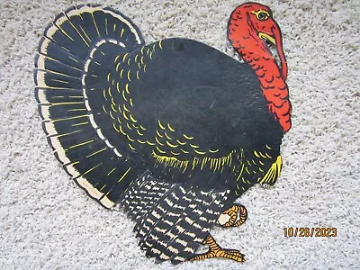 Embossed Thanksgiving Die-cut Cardboard Turkey:  Vintage 1930s?  Made In USA • $28