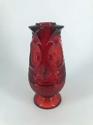 Vintage Viking Glass Glow Ruby Res Owl Fairy Lamp Candle Holder AS IS • $125