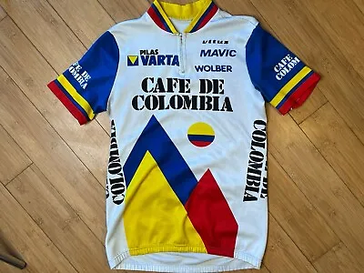 Vintage Men’s Small Cafe De Colombia Pilas Varta Mavic Team Cycling Jersey • $30