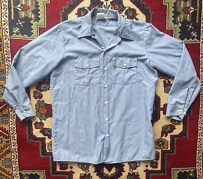 Vintage Dickies Blue Chambray Shirt Work 16-16.5 Sleeve 34/35 Long Sleeve • $12