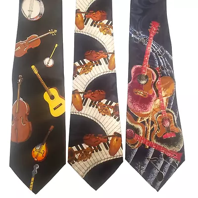 Music Instruments Ties #35 - Lot Of 3 Novelty Neckties NWT Going Out Of Business • $19.99