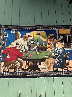 Vintage “Cat’s Playing Poker” Hanging Tapestry/Throw Rug.  • $49