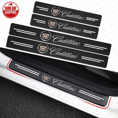 $14.99 • Buy 4x Cadillac Car Door Plate Sill Scuff Cover Anti Scratch Decal Sticker Protector