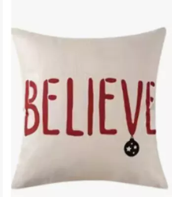 BELIEVE ORNAMENT  Rustic Christmas Throw Pillow Cover Winter Holiday Home Decor • $9.80