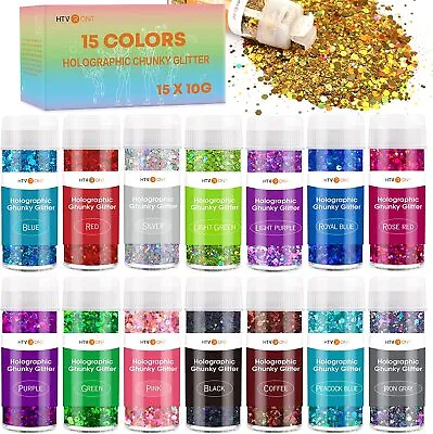 £13.99 • Buy 15 Colors Craft Glitter Holographic Chunky Glitter For Resin 150g/5.3oz Set