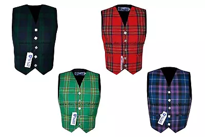 Scottish/Irish Formal Tartan Waistcoats/Vests - 5 Plaids - Sizes 36 - 56 • $24.99