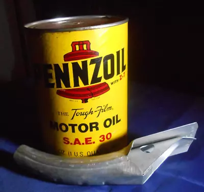 Pennzoil Motor Oil Can 1 Qt SAE 30 Vintage Original FULL W/spout • £19.46