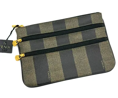 【Excellent】 Vintage FENDI Roma Pecan PVC  Clutch Pouch Authentic  Made In ITALY  • $125