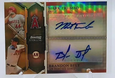 2011 Bowman Sterling Mark Trumbo & Brandon Belt Gold Refractor Dual RC Auto /50 • $49