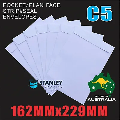 50pcs C5 White Envelopes Peel N Seal Plain Face Pocket 229x162mm 100GSM • $19.85