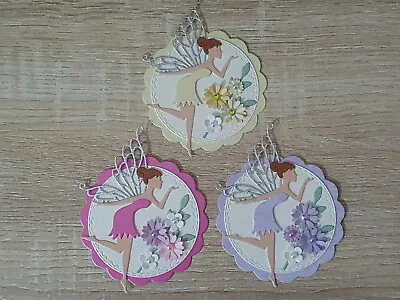 £3 • Buy 3 Handmade Layered Flower Fairy Card Toppers For Card Making & Crafts