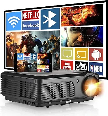 Smart HD Android Projector 7500 Lumen WIFI BT Home Theater Movie HDMI LED LCD HD • $224.99