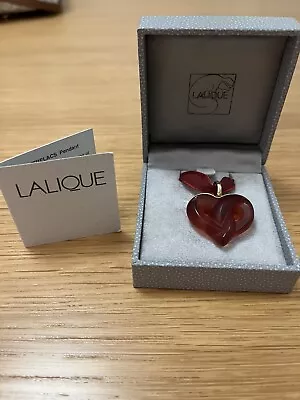 Lalique Ruby Red Glass Heart Pendant On It’s Original Ribbon. • £150