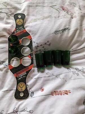 Jagermeister Shot Glasses And Paddle 6 Glasses With Holder Jägermeister Gift Set • £10