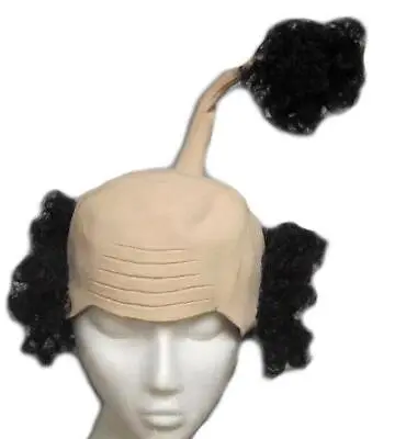 Sensei Wig Latex Bald Cap With Curly Black Hair Funny Costume Headpiece • $12.99