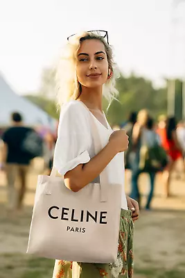 CELINE Large Fashion Women's Tote Bag Celine Design Authentic Organic Cotton • $69.95