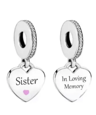 Sister Memorial Charm In Loving Memory Genuine 💜 925 Sterling Silver Gift • £17