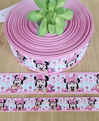 7/8 & 1.5 (1 YD) Baby Minnie Mouse Grosgrain Ribbon Disney Baby Shower Gift Wrap • $1.20