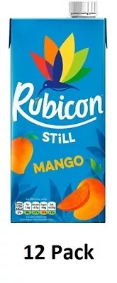 Rubicon Still Mango Fruit Juice Drink 12 X 1 Litre Pack Box • £21.99