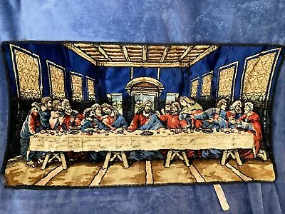 Vintage P & C Italy Woven Velvet The Last Sup Per Tapestry Wall Hang Sz 37 X 19 • $20