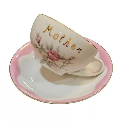 Lefton Fine Bone China Mother/Coffee Tea Cup & Saucer Gold Rim VTG England #2593 • $13.89