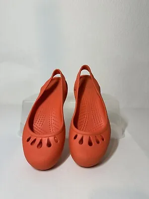 Crocs Womens Size 8 Kandee Sling Back Mary Jane Slip On Shoe Flats Orange • £19.18