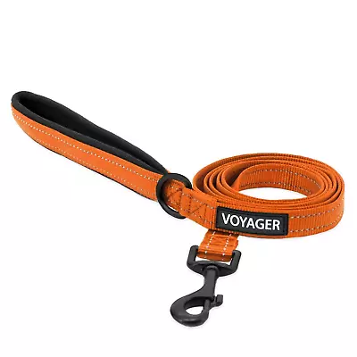 Voyager Dog Lead 5ft Long 2cm Wide Reflective Orange Leash With Neoprene Handle • £5.99