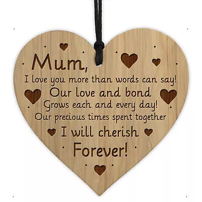 Mum Gift From Son Daughter Mothers Day Wooden Heart Birthday Love Poem Gifts • £4.99